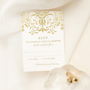 Elegante Gold Vintag Glamour Hochzeit RSVP Karte