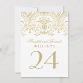 Elegante Gold Vintag Glamour Wedding Tischnummer (Vorderseite)