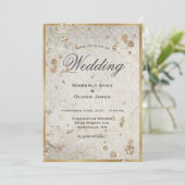 Elegante Gold Vintage Hochzeit Einladung (Stehend Vorderseite)