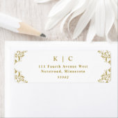 Elegante Gold Vintage Wedding Rücksendeadresse (Insitu)