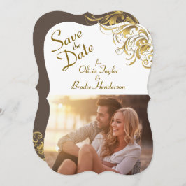Elegante Gold Vintage Wirbel Hochzeit Save The Date