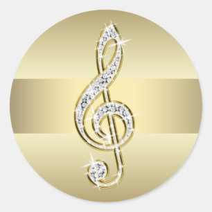 Elegante Gold-Violin-Schlüssel-Aufkleber Runder Aufkleber