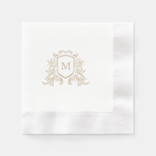 Elegante Gold Wappen Monogram Custom Wedding Serviette (Vorderseite)