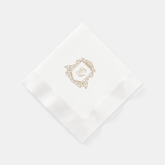 Elegante Gold Wappen Monogram Custom Wedding Serviette (Ecke)