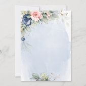 Elegante Gold Watercolor Blue Pink Quinceñera Einladung (Rückseite)