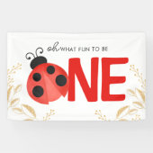 Elegante Gold & Watercolor Ladybug ONE Party Banner (Horizontal)