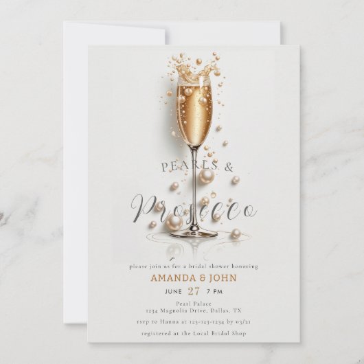 Elegante Gold Watercolor Prosecco Petals Wedding Einladung (Vorderseite)