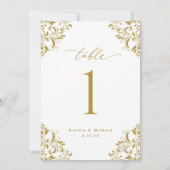 Elegante Gold Wedding 12x18 Tischnummer Cards (Rückseite)