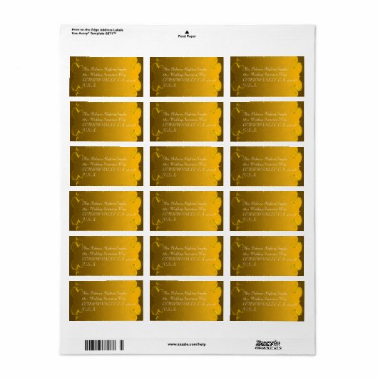 Elegante Gold Wedding Address Labels Adressaufkleber (Vorne)
