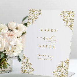 Elegante Gold Wedding Cards & Gifts Zeichen Sockelschild