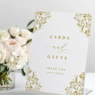 Elegante Gold Wedding Cards & Gifts Zeichen Sockelschild