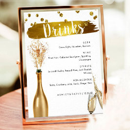 Elegante Gold Wedding Drinks Menü Bar Sign Poster