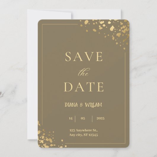 Elegante Gold Wedding Invitation Card Einladung (Vorderseite)