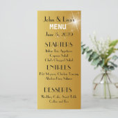 Elegante Gold Wedding Menu Card Benutzerdefinierte Menükarte (Stehend Vorderseite)