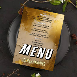 Elegante Gold Wedding Menu Card mit Couple Foto Menükarte