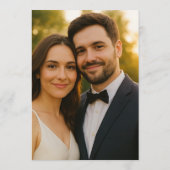 Elegante Gold Wedding Menu Card mit Couple Foto Menükarte (Rückseite)