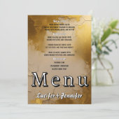 Elegante Gold Wedding Menu Card mit Couple Foto Menükarte (Stehend Vorderseite)