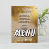 Elegante Gold Wedding Menu Card mit Couple Foto Menükarte (Stehend Vorderseite)