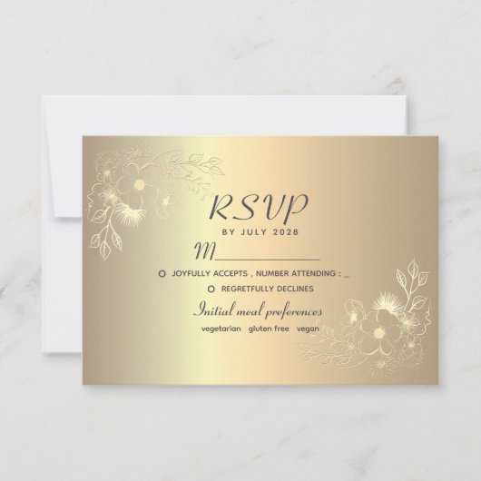 Elegante Gold Wedding RSVP Card (Vorderseite)