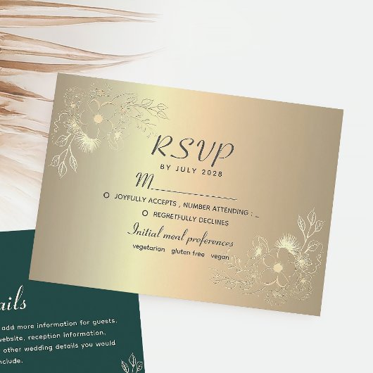 Elegante Gold Wedding RSVP Card Karte