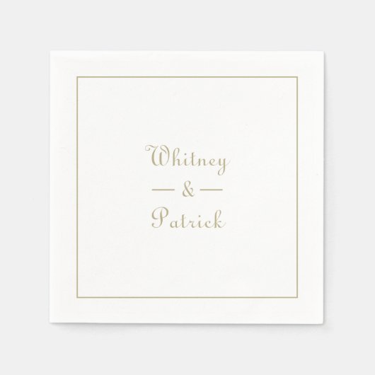 Elegante Gold Wedding Script Minimalistisch Couple Serviette (Vorderseite)