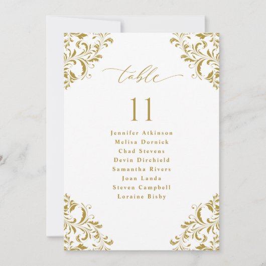 Elegante Gold Wedding Seating Chart Sign Card Einladung (Vorderseite)