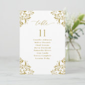 Elegante Gold Wedding Seating Chart Sign Card Einladung (Stehend Vorderseite)