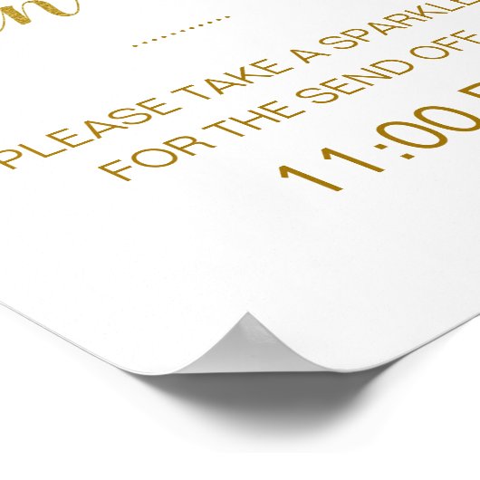 Elegante Gold Wedding Sparkler Absenden des Signat Poster (Ecke)
