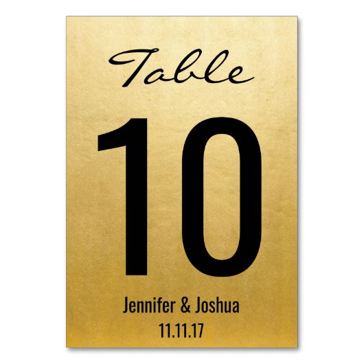 Elegante Gold Wedding Tischnummern Karten Vorlagen (Vorderseite)