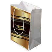 Elegante Gold Wedding Trauzeugen Geschenktasche Mittlere Geschenktüte (Rückseite Schrägansicht)