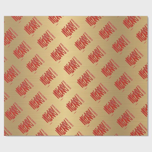 Elegante Gold Weihnachten Modernes Rotes Weihnacht Geschenkpapier (Flach)