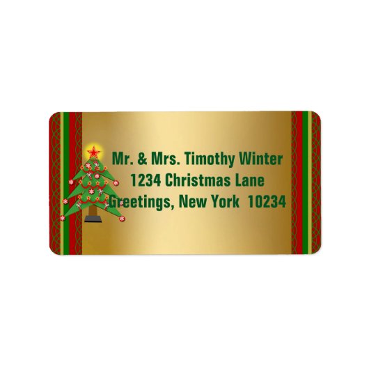 Elegante Gold Weihnachten-Rücksendeadressen-Aufkle Adressaufkleber (Vorne)