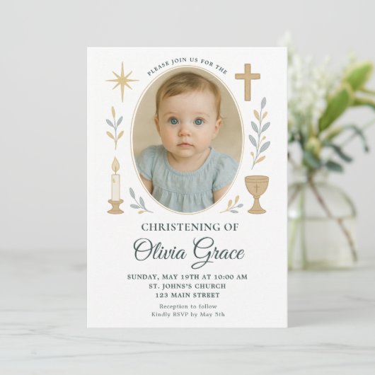 Elegante Gold Weihnachts-Einladung für Mädchen Einladung (Stehend Vorderseite)