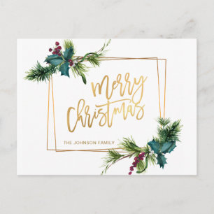 Elegante Gold Weihnachts-Pine Cones Holiday Gruß Postkarte