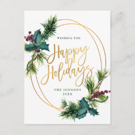 Elegante Gold Weihnachts-Pine Cones Holiday Gruß Postkarte