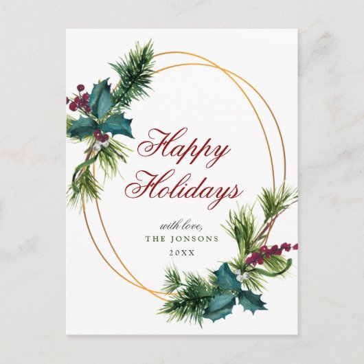 Elegante Gold Weihnachts-Pine Cones Holiday Gruß Postkarte (Vorderseite)