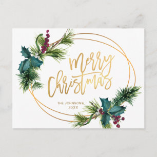 Elegante Gold Weihnachts-Pine Cones Holiday Gruß Postkarte