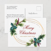 Elegante Gold Weihnachts-Pine Cones Holiday Gruß Postkarte (Vorne/Hinten)