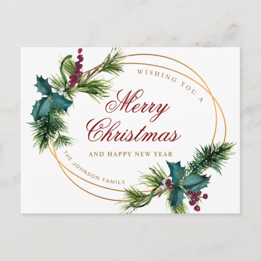 Elegante Gold Weihnachts-Pine Cones Holiday Gruß Postkarte (Vorderseite)