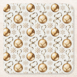 Elegante Gold Weihnachtsbälle & Schneeflocken Rechteckiger Pappuntersetzer