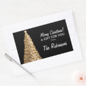 Elegante Gold Weihnachtsbaum Geschenk Tag Schwarz Rechteckiger Aufkleber (Umschlag)