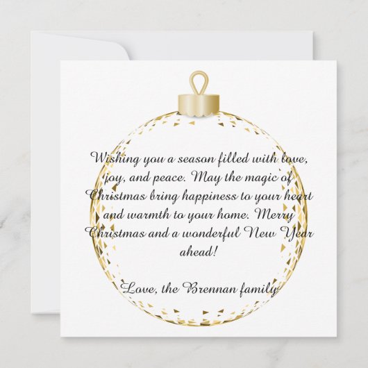 Elegante Gold Weihnachtsbaum Gruß Mitteilungskarte (Rückseite)