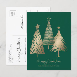 Elegante Gold Weihnachtsbaum Non Foto Feiertagspostkarte