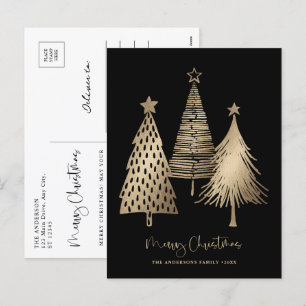 Elegante Gold Weihnachtsbaum Non Foto Feiertagspostkarte