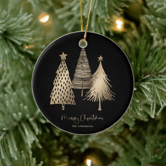 Elegante Gold Weihnachtsbaum Non Foto Keramik Ornament (Baum)