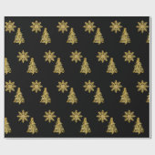 Elegante Gold Weihnachtsbaum Snowflake Geschenkpapier (Flach)