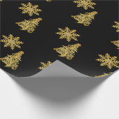 Elegante Gold Weihnachtsbaum Snowflake Geschenkpapier (Ecke)