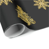 Elegante Gold Weihnachtsbaum Snowflake Geschenkpapier (Rolleneckpunkt)