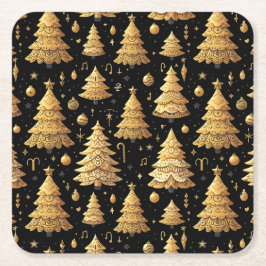 Elegante Gold Weihnachtsbaumen Rechteckiger Pappuntersetzer