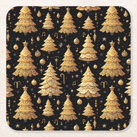 Elegante Gold Weihnachtsbaumen Rechteckiger Pappuntersetzer (Vorderseite)